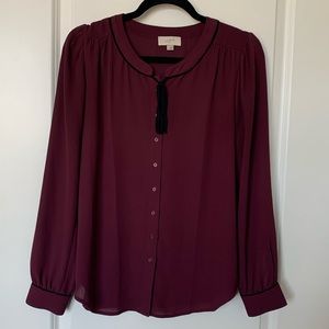 LOFT red blouse with black detail